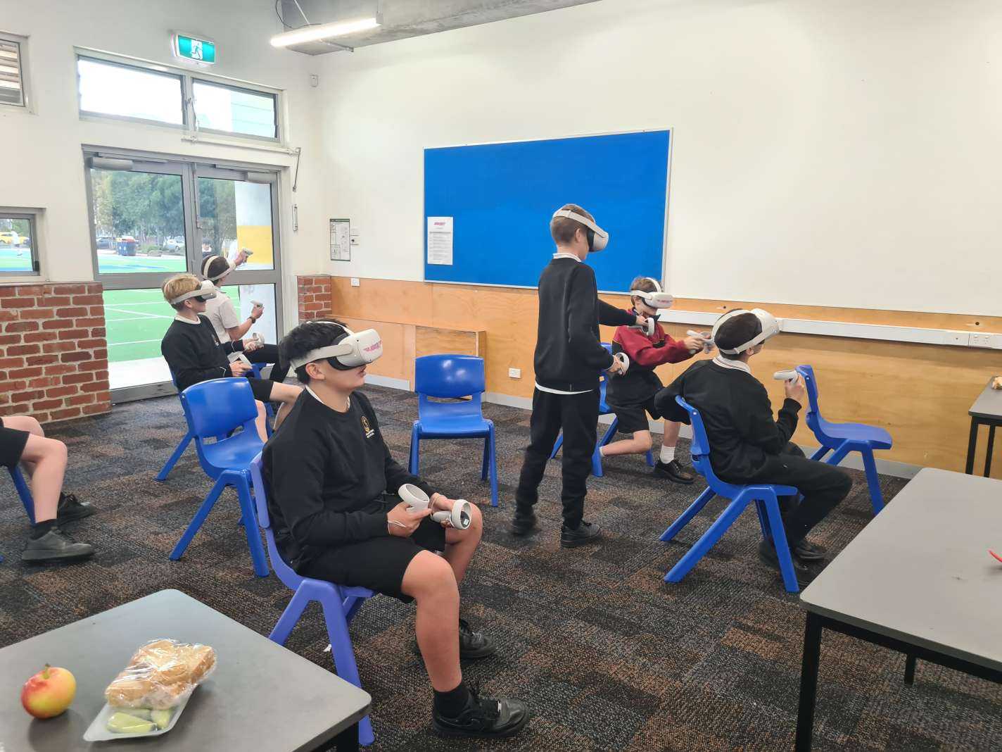 Year 7s using the VR