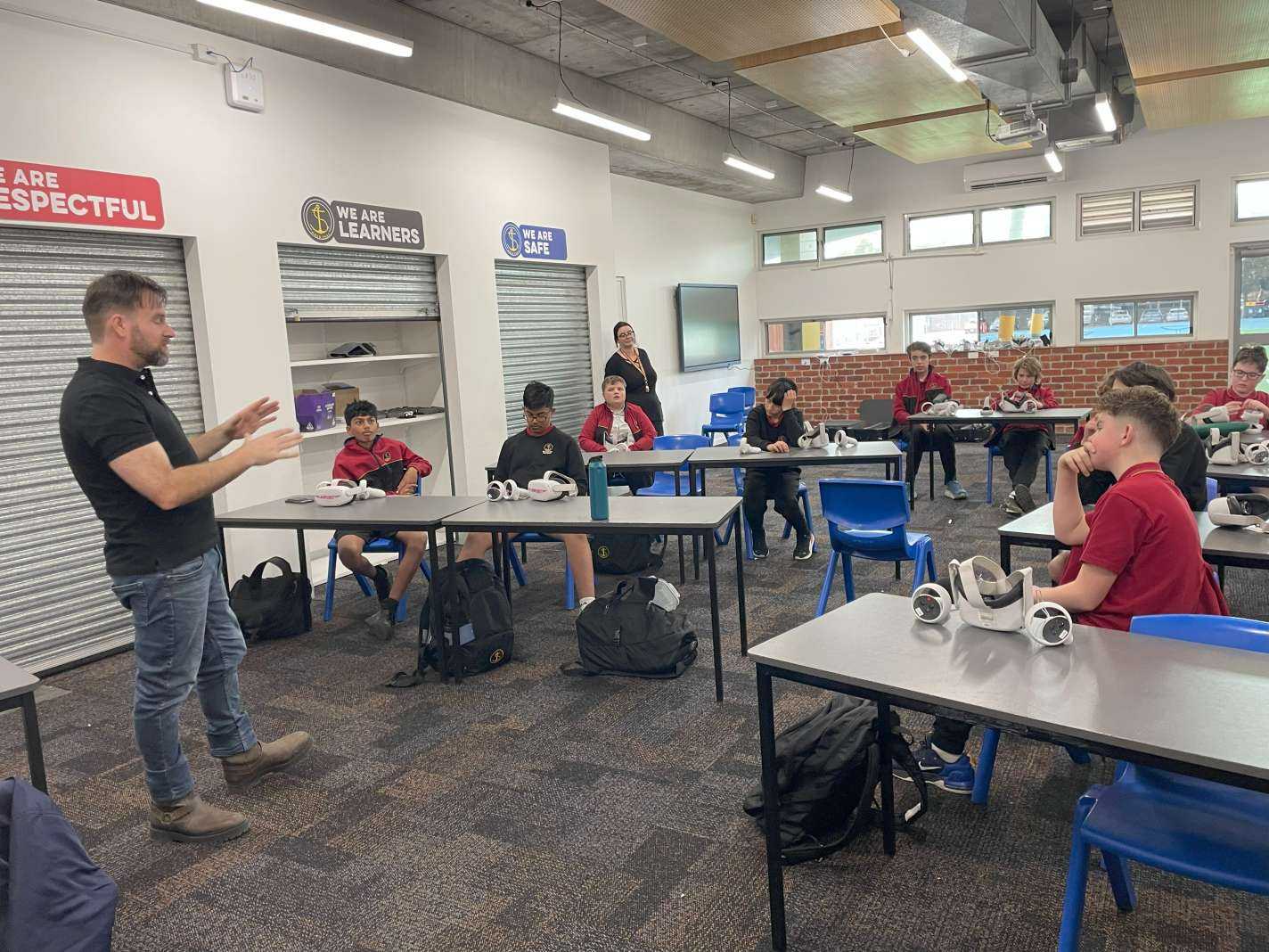 Jared chats to the Immersive Media after-school club