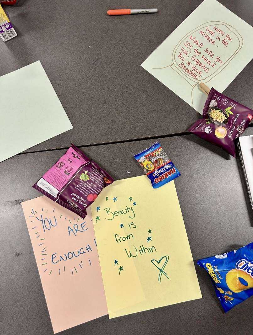 Students creating empowerment posters, to be placed around the school, as a part of the program