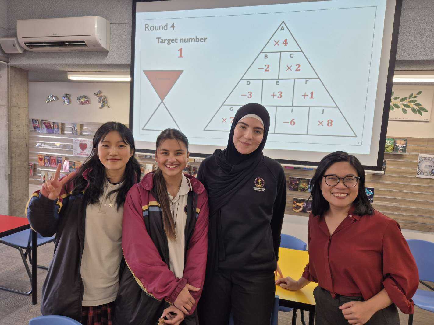 Vicky,Mischa & Noora with Ms Vu. Maths week